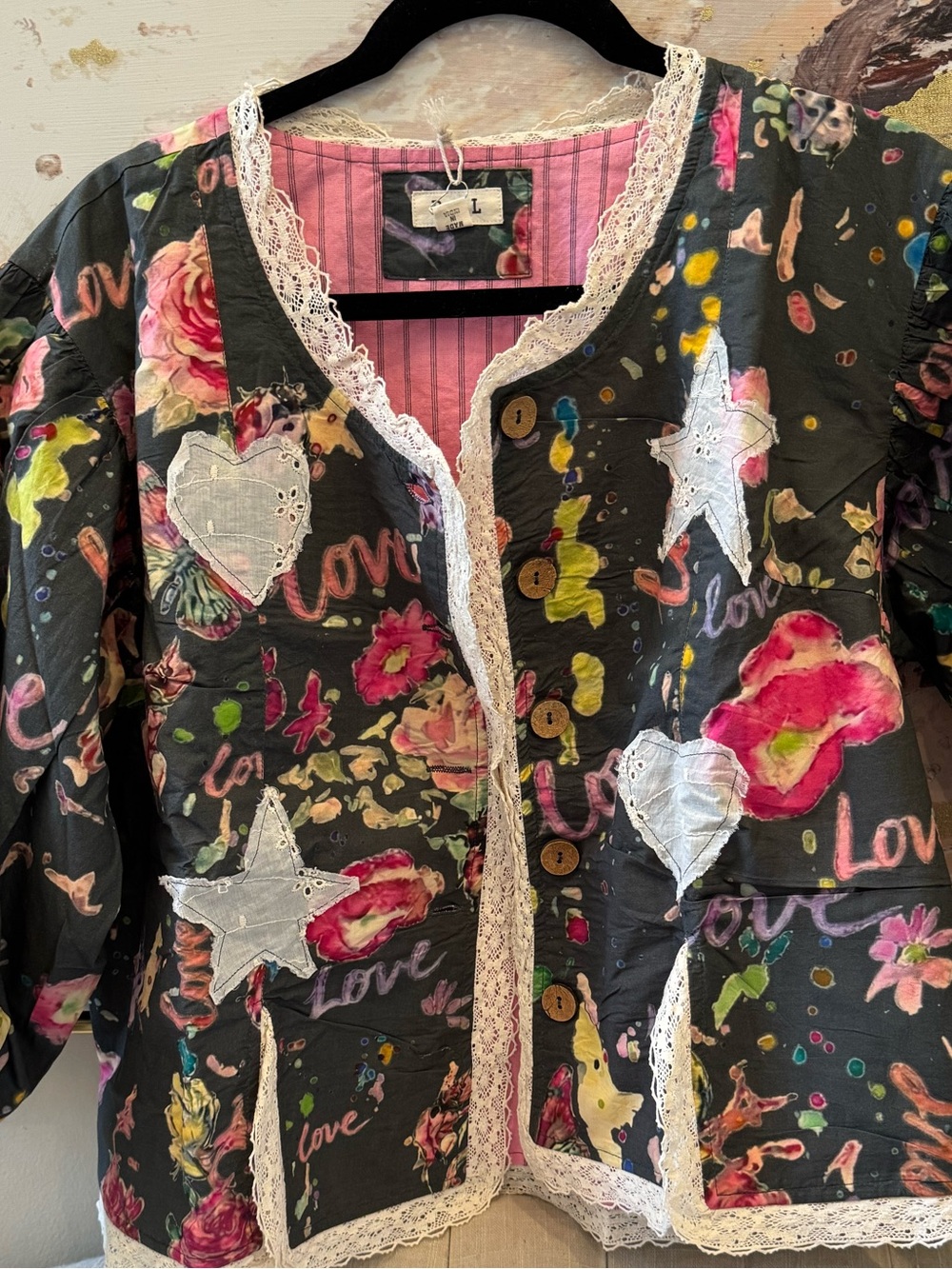 POL Love Written in the Stars | Romantic Boho Floral Heart & Star Jacket - Picture 2 of 7